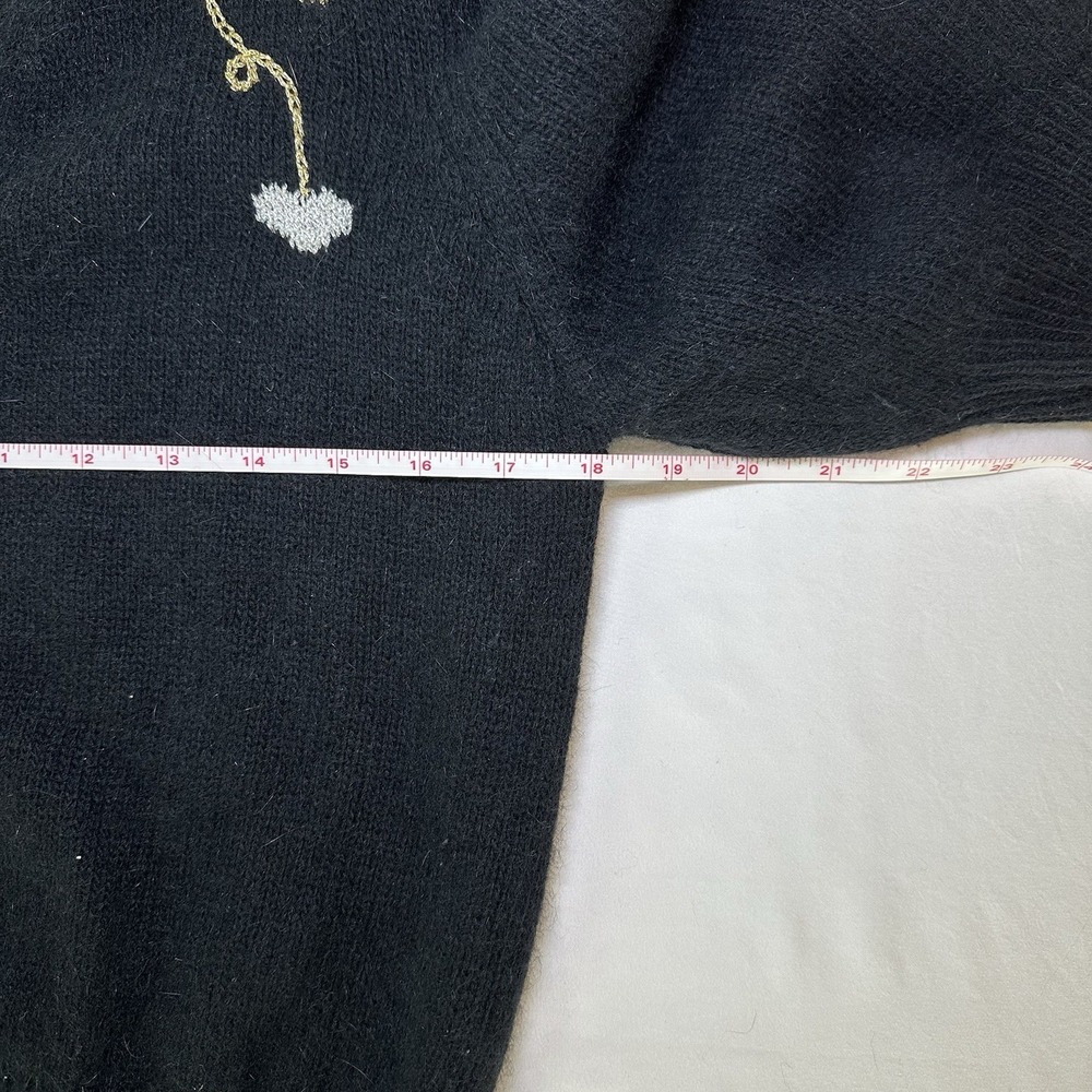 Susan Bristol 1987 Embroidered Button Front Cardigan Short Puff Sleeve Sweater M - Picture 10 of 11
